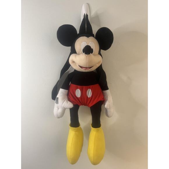 Disney Handbags - Disney Mickey Mouse Plush Mini Backpack Bag Kids Toddler Black Red Zipper Straps
